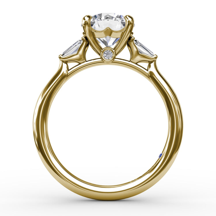 Double Baguette Diamond Engagement Ring 