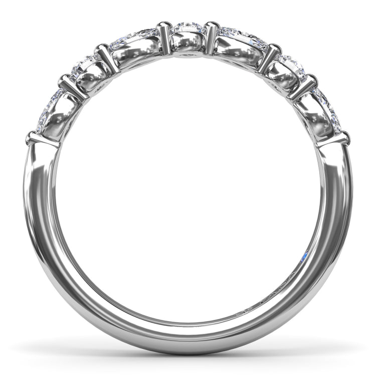 Alternating Round and Marquise Diamond Wedding Band 