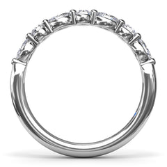 Alternating Round and Marquise Diamond Wedding Band 