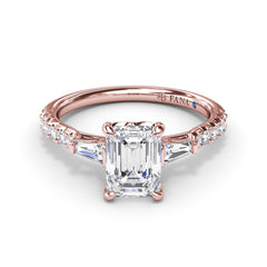 Emerald Cut and Tapered Baguette Engagement Ring 