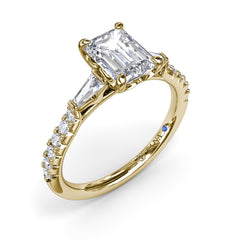 Emerald Cut and Tapered Baguette Engagement Ring 