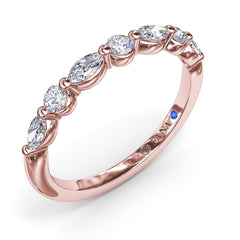 Alternating Round and Marquise Diamond Wedding Band 