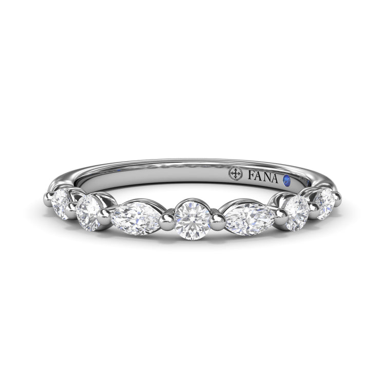 Alternating Round and Marquise Diamond Wedding Band 