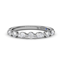 Alternating Round and Marquise Diamond Wedding Band 