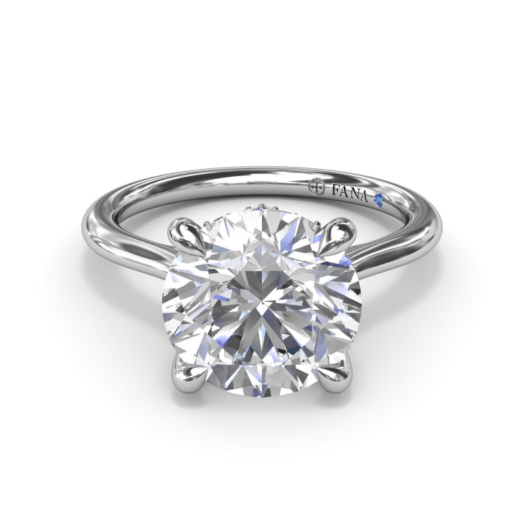 Classic Hidden Halo Diamond Engagement Ring 