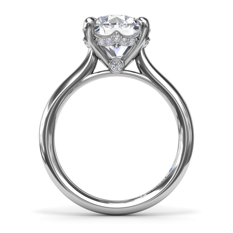 Classic Hidden Halo Diamond Engagement Ring 