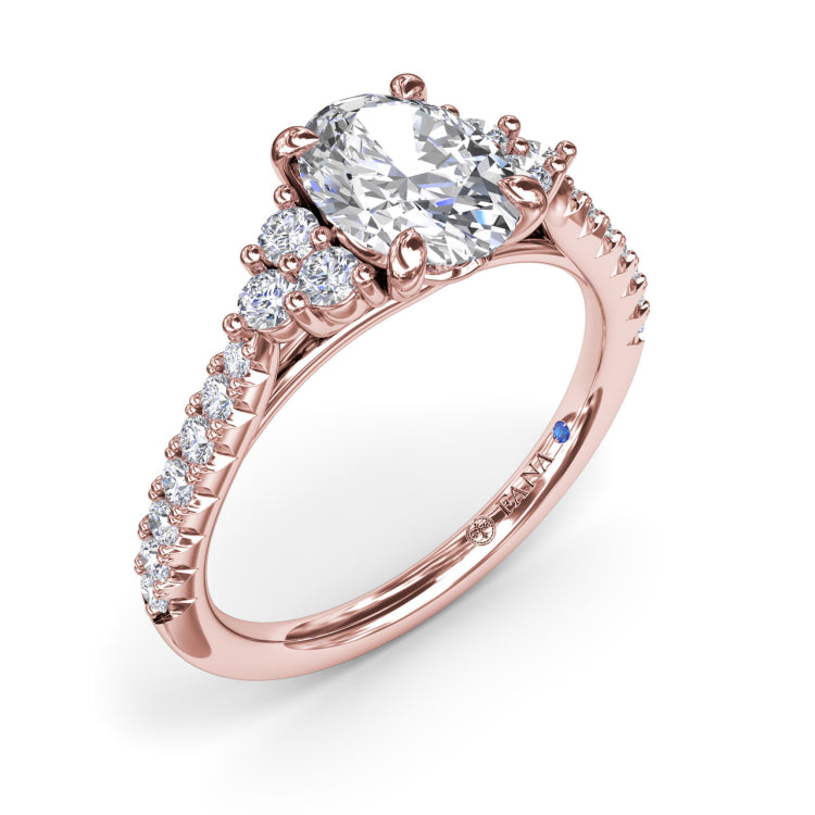 Clustered Diamond Engagement Ring 