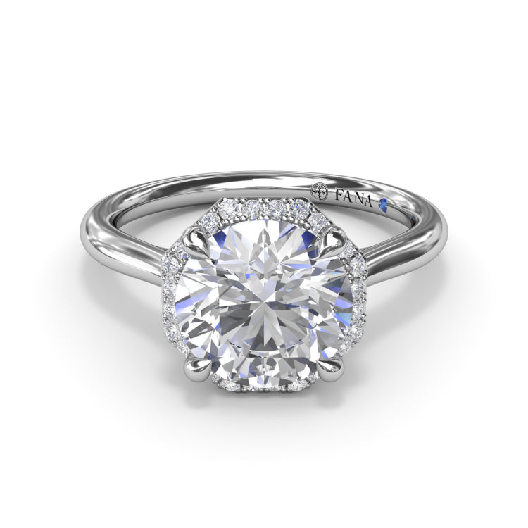 Octagon Halo Diamond Engagement Ring 
