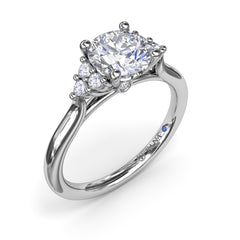 Sophisticated Side Cluster Diamond Engagement Ring 