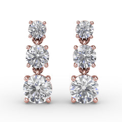 Dazzling Three Diamond Drop Earrings 