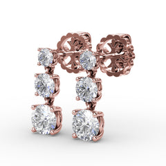 Dazzling Three Diamond Drop Earrings 