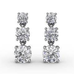 Dazzling Three Diamond Drop Earrings 