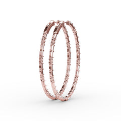 Alternating Emerald and Round Diamond Hoop Earrings 