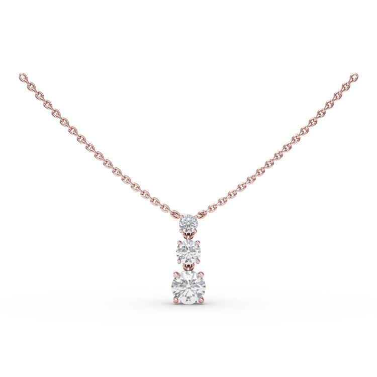 Brilliant Three Stone Drop Necklace