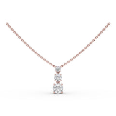 Brilliant Three Stone Drop Necklace