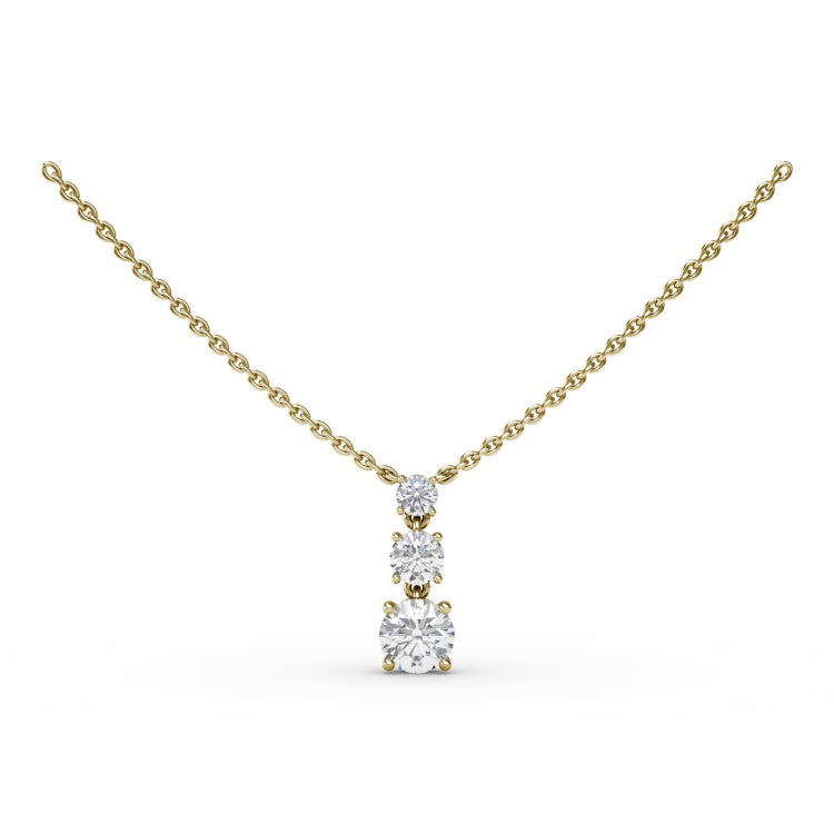 Brilliant Three Stone Drop Necklace