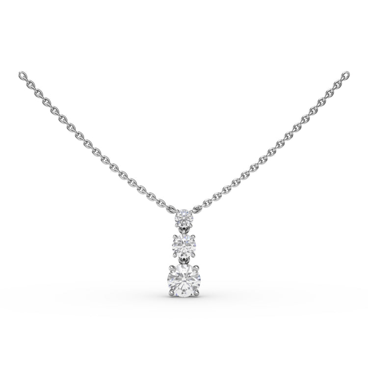 Brilliant Three Stone Drop Necklace