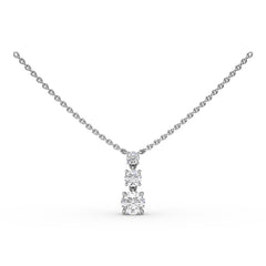 Brilliant Three Stone Drop Necklace