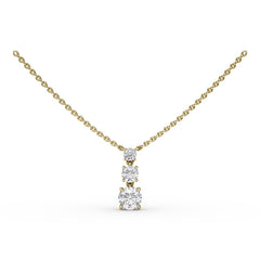 Brilliant Three Stone Drop Necklace