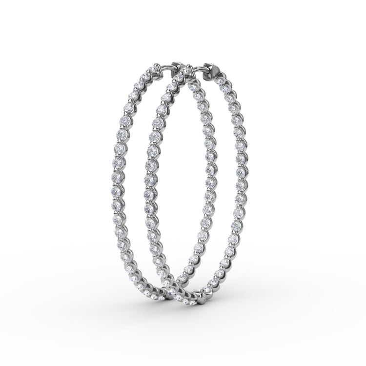 Beauty And The Bezel Set Diamond Hoop Earrings 