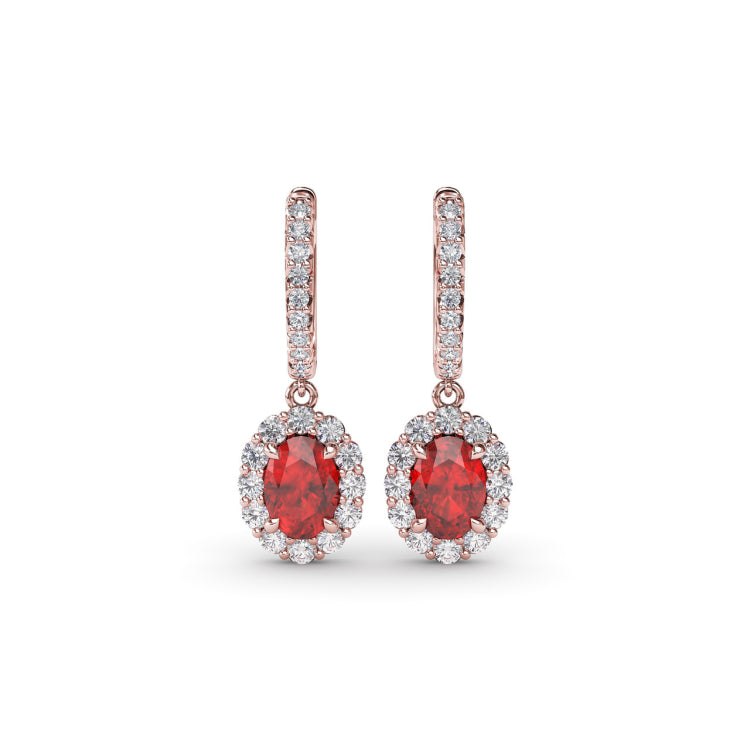 Dazzling Ruby and Diamond Drop Earrings