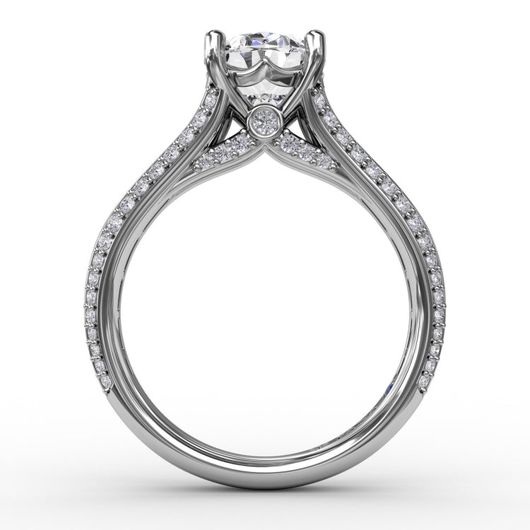 Oval Diamond Solitaire Engagement Ring With Baguettes and PavÃ©