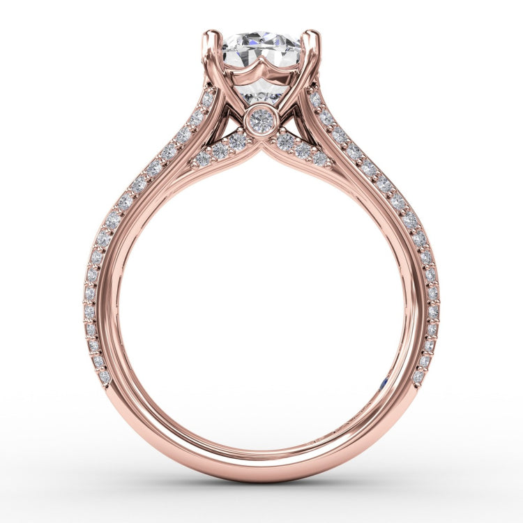 Oval Diamond Solitaire Engagement Ring With Baguettes and PavÃ©