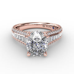 Oval Diamond Solitaire Engagement Ring With Baguettes and PavÃ©