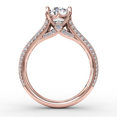 Oval Diamond Solitaire Engagement Ring With Baguettes and PavÃ©