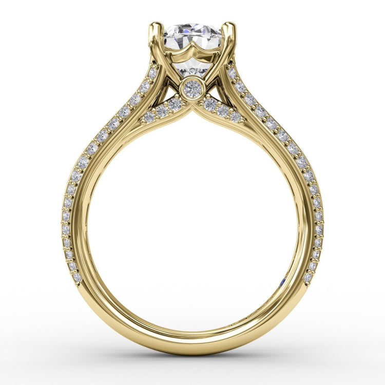 Oval Diamond Solitaire Engagement Ring With Baguettes and PavÃ©