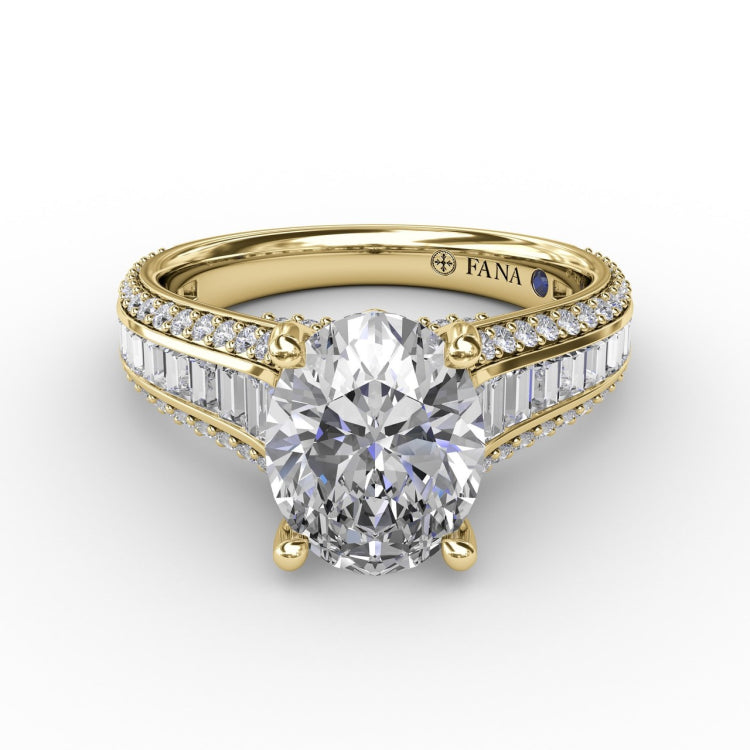 Oval Diamond Solitaire Engagement Ring With Baguettes and PavÃ©