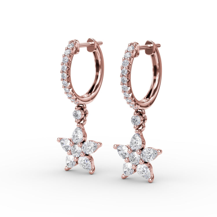 Diamond Star Drop Earrings 