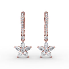 Diamond Star Drop Earrings 