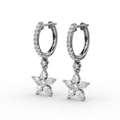 Diamond Star Drop Earrings 