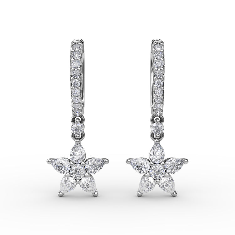 Diamond Star Drop Earrings 