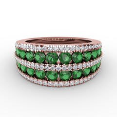 Chasing Bliss Emerald and Diamond Stacked Row Ring