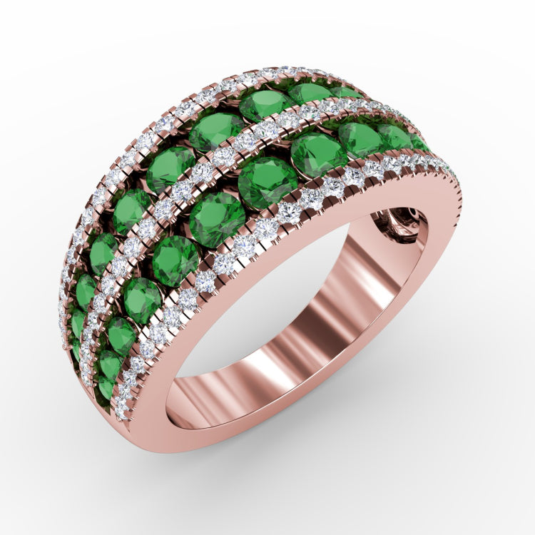 Chasing Bliss Emerald and Diamond Stacked Row Ring