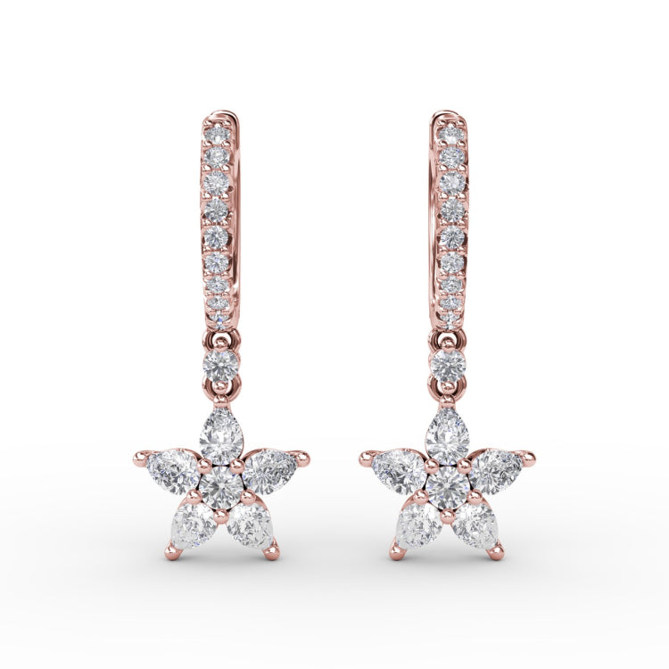 Diamond Star Drop Earrings 