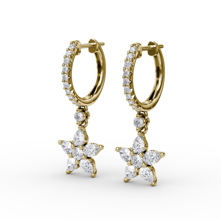 Diamond Star Drop Earrings 