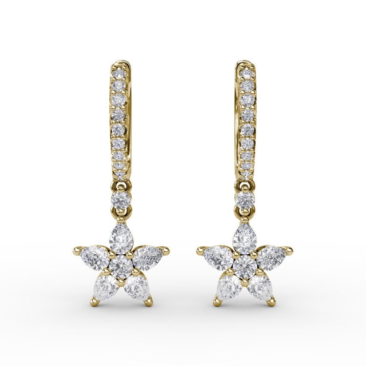 Diamond Star Drop Earrings 