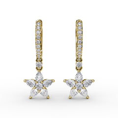 Diamond Star Drop Earrings 