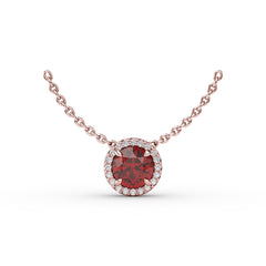 Classic Ruby and Diamond Pendant Necklace 