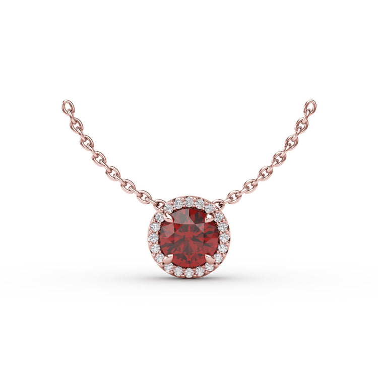 Classic Ruby and Diamond Pendant Necklace 