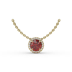 Classic Ruby and Diamond Pendant Necklace 