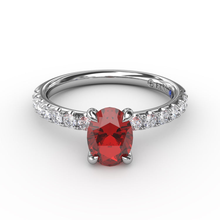 Striking Solitaire Ruby And Diamond Ring 