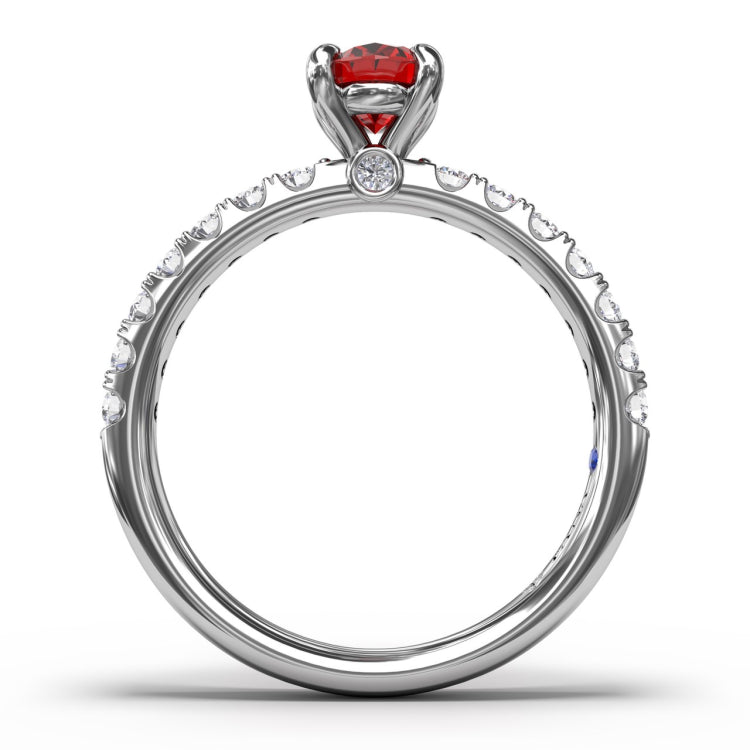 Striking Solitaire Ruby And Diamond Ring 