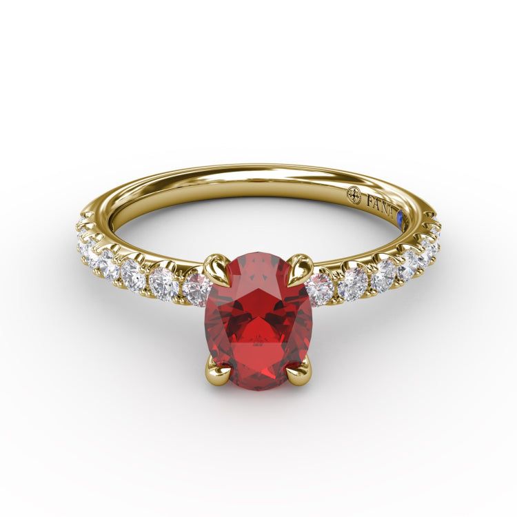 Striking Solitaire Ruby And Diamond Ring 