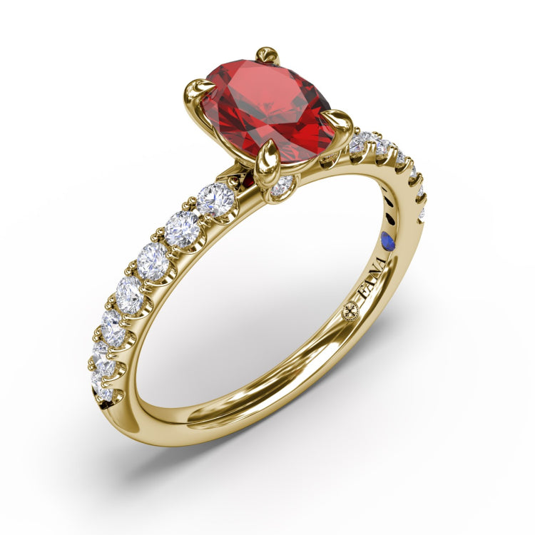Striking Solitaire Ruby And Diamond Ring 
