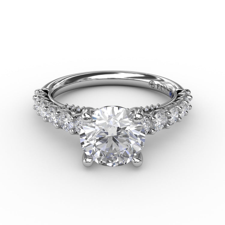 Contemporary Diamond Solitaire Engagement Ring With Openwork Diamond Band