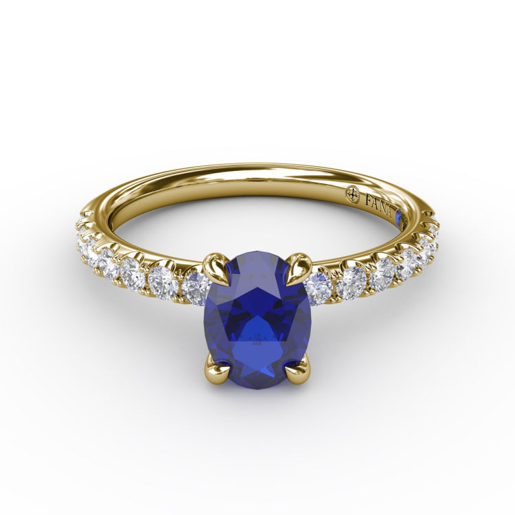 Striking Solitaire Sapphire And Diamond Ring 